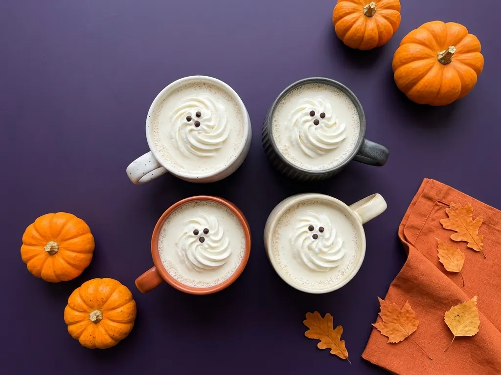 Chocolat chaud blanc des fantômes, image générée par IA