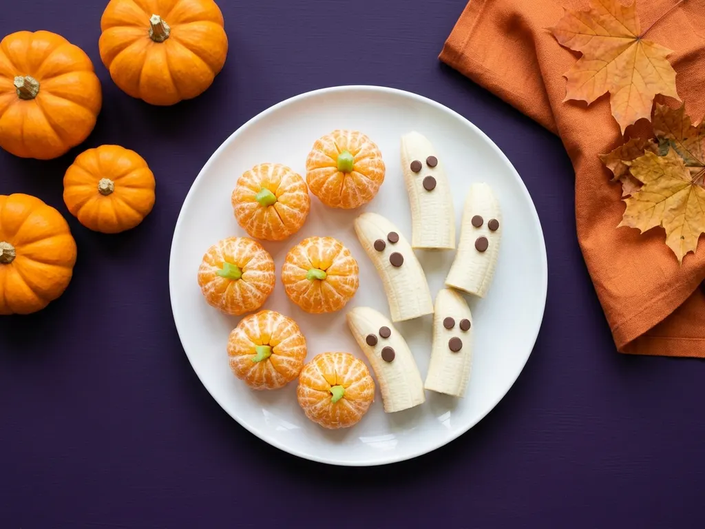 Mandarines-citrouilles et bananes-fantômes, image générée par IA