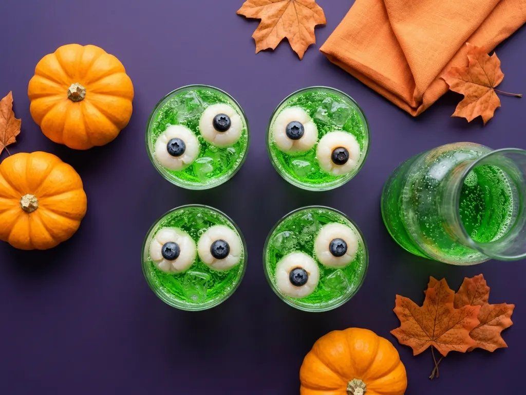 Boissons et cocktails d'Halloween sans alcool, image générée par IA