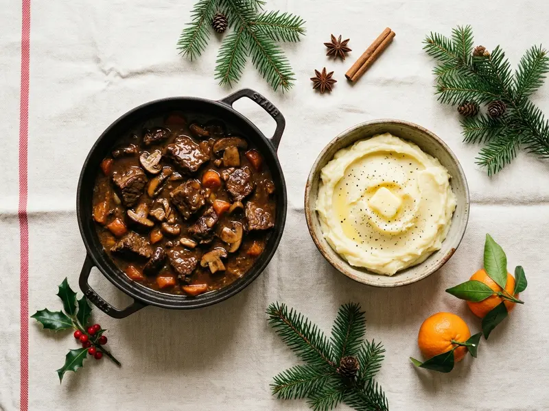Mijoté de bœuf aux cèpes, purée maison : une idée de présentation