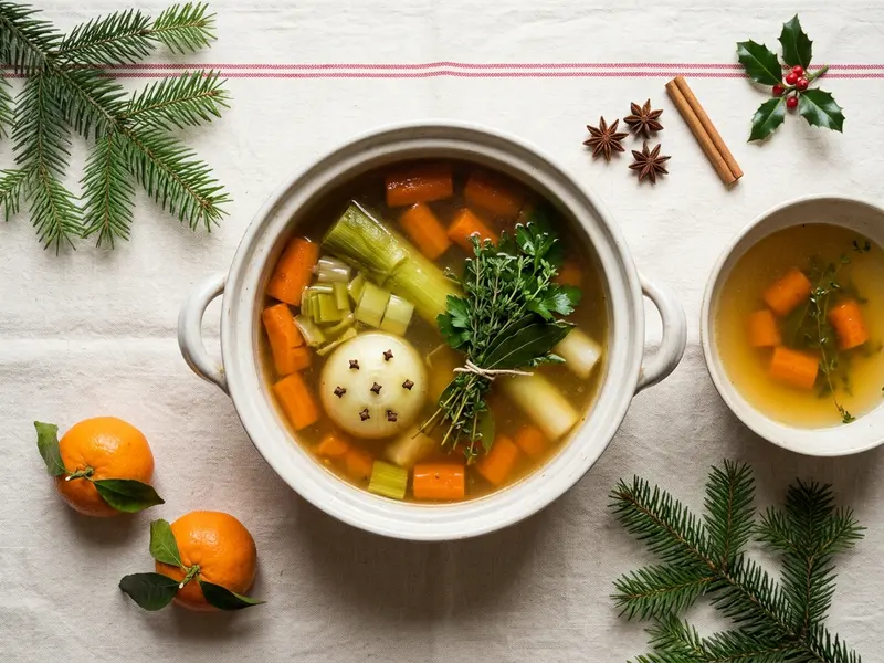 Homemade stock from the leftover turkey or capon carcass