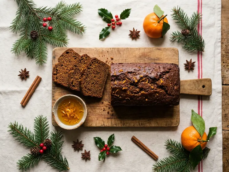 Homemade French honey gingerbread (pain d'épices): a serving idea