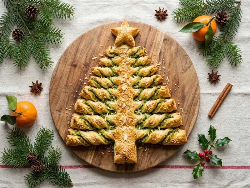 Sapin feuilleté au pesto et parmesan