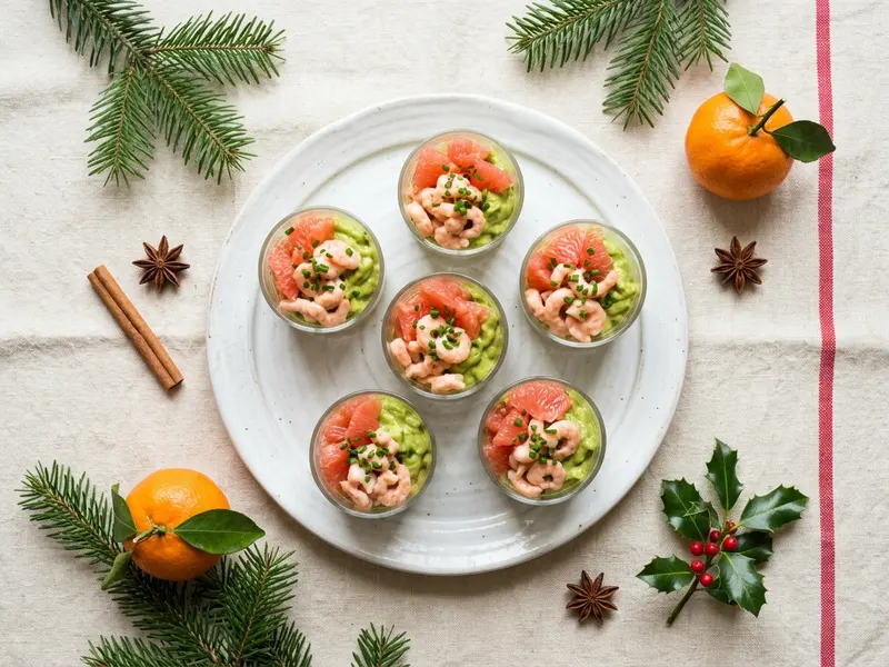 Verrines avocat, crevettes et pamplemousse