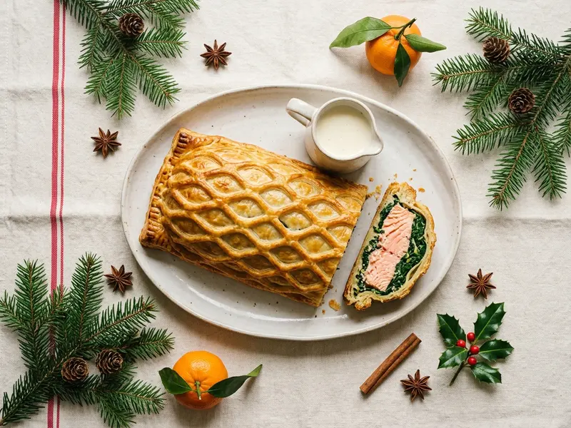 Saumon en croûte, sauce beurre blanc