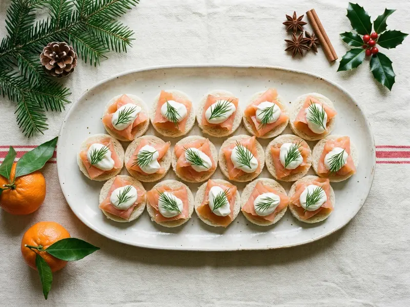Toasts de saumon fumé, crème à l'aneth