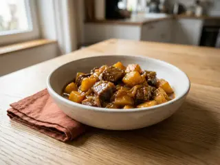 Carbonnade flamande revisitée (bœuf, pommes de terre et bière)