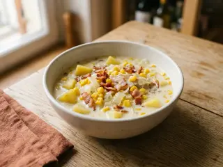 Fish, corn and potato chowder