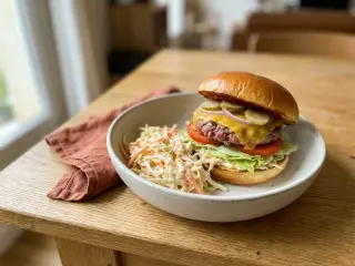 Cheeseburgers with coleslaw