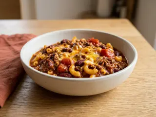Chili mac with ground beef