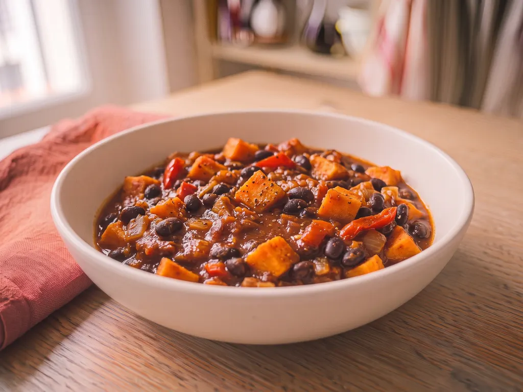 Chili sin carne aux haricots noirs et patate douce