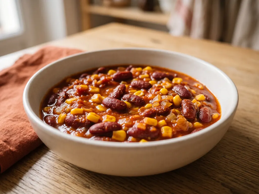 Chili sin carne aux haricots rouges et maïs