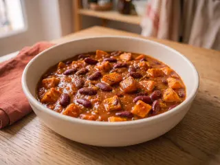 Chili sin carne aux haricots rouges et patates douces