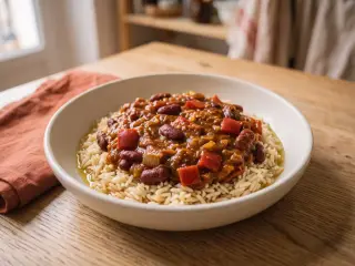 Chili sin carne aux haricots rouges et riz