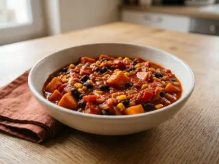 Chili végétarien aux patates douces et haricots noirs