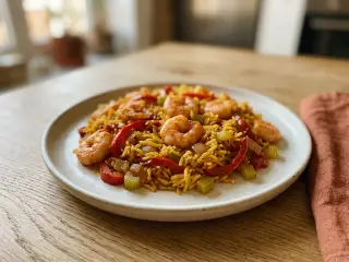 Crevettes cajun et riz aux poivrons