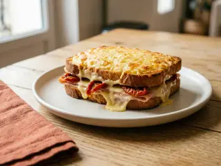 Croque-monsieur maison revisité aux tomates séchées et jambon blanc