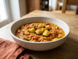 Curry de lentilles corail et courgettes au lait de coco
