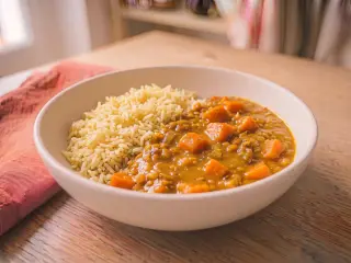 Curry de lentilles corail et riz basmati