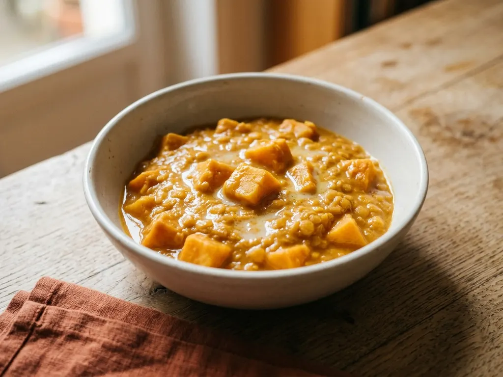 Red lentil and sweet potato coconut curry, a serving idea