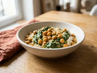 Curry de pois chiches et épinards à la crème de coco
