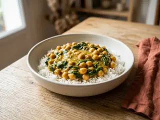 Curry de pois chiches et épinards au lait de coco