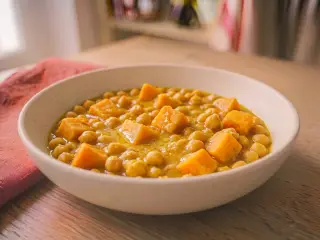 Curry de pois chiches et patate douce au lait de coco