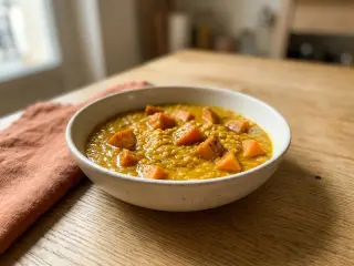 Dahl de lentilles corail et patates douces