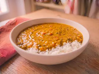 Lentil dal with basmati rice
