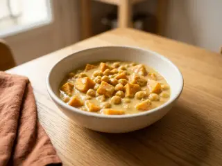 Chickpea and sweet potato dal with coconut milk