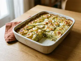 Gratin de courgettes et pommes de terre au chèvre
