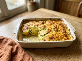 Gratin de courgettes et pommes de terre au fromage râpé