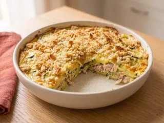 Creamy zucchini and tuna gratin