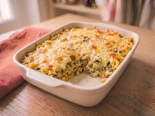Gratin de pâtes aux lentilles et courgettes