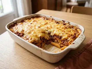 Gratin de pâtes bolognaises maison