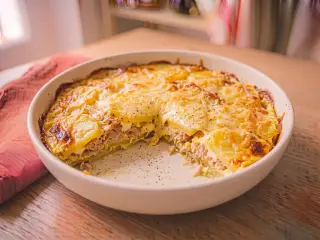 Gratin de pommes de terre au thon et œufs