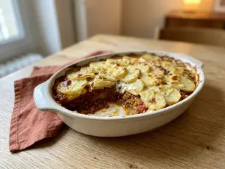 Gratin de pommes de terre et lentilles corail épicé