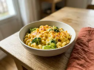 Mac and cheese au cheddar et brocoli