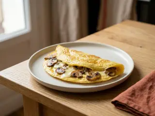 Omelette aux champignons et fromage de chèvre