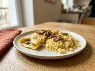 Mushroom omelet with couscous