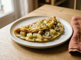 Potato and mushroom omelet