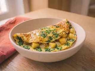Omelette aux pommes de terre et épinards
