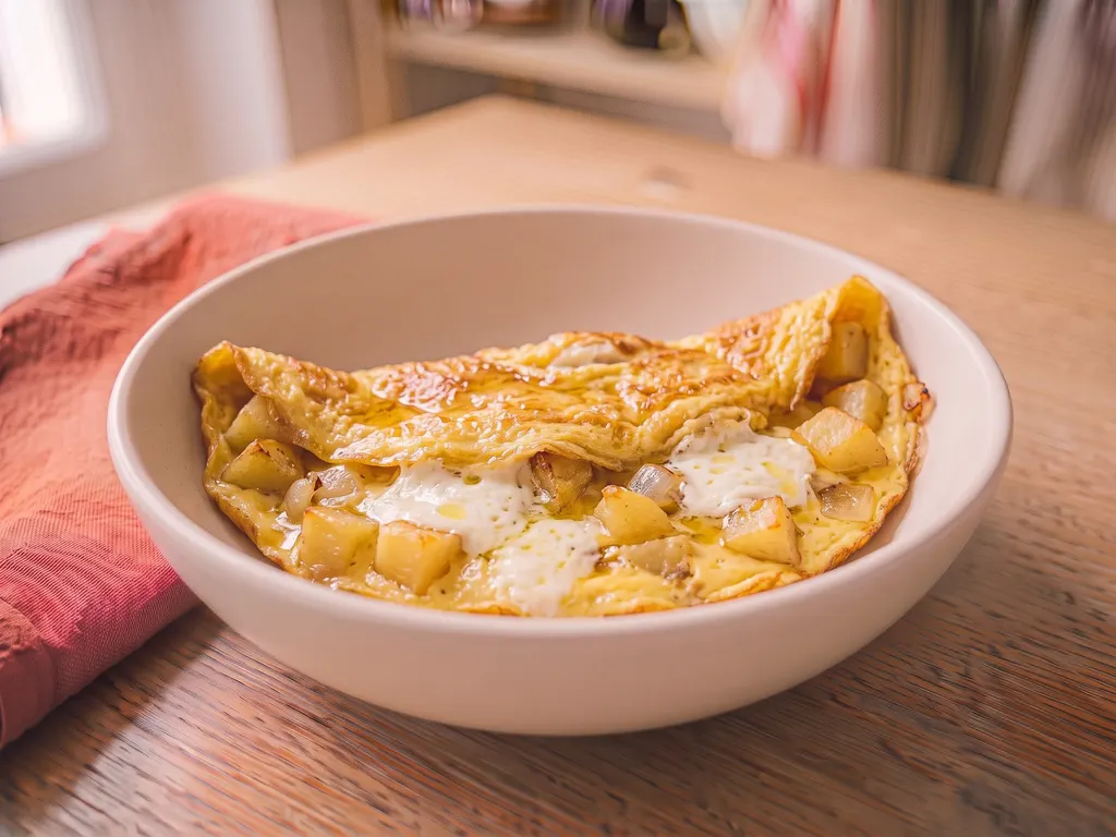 Omelette aux pommes de terre et fromage de chèvre