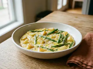 Omelette aux pommes de terre et haricots verts