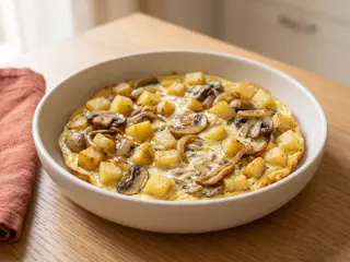 Omelette forestière aux champignons et pommes de terre