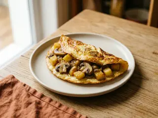 Omelette forestière aux pommes de terre et champignons