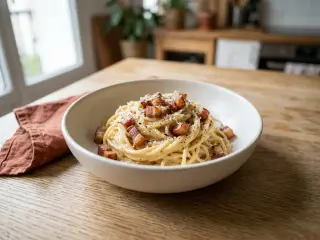 Pâtes à la carbonara revisitée