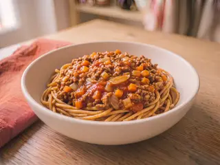 Light whole wheat pasta Bolognese