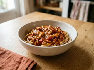Pâtes complètes à la bolognaise