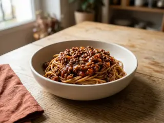 Pâtes complètes bolognaise express